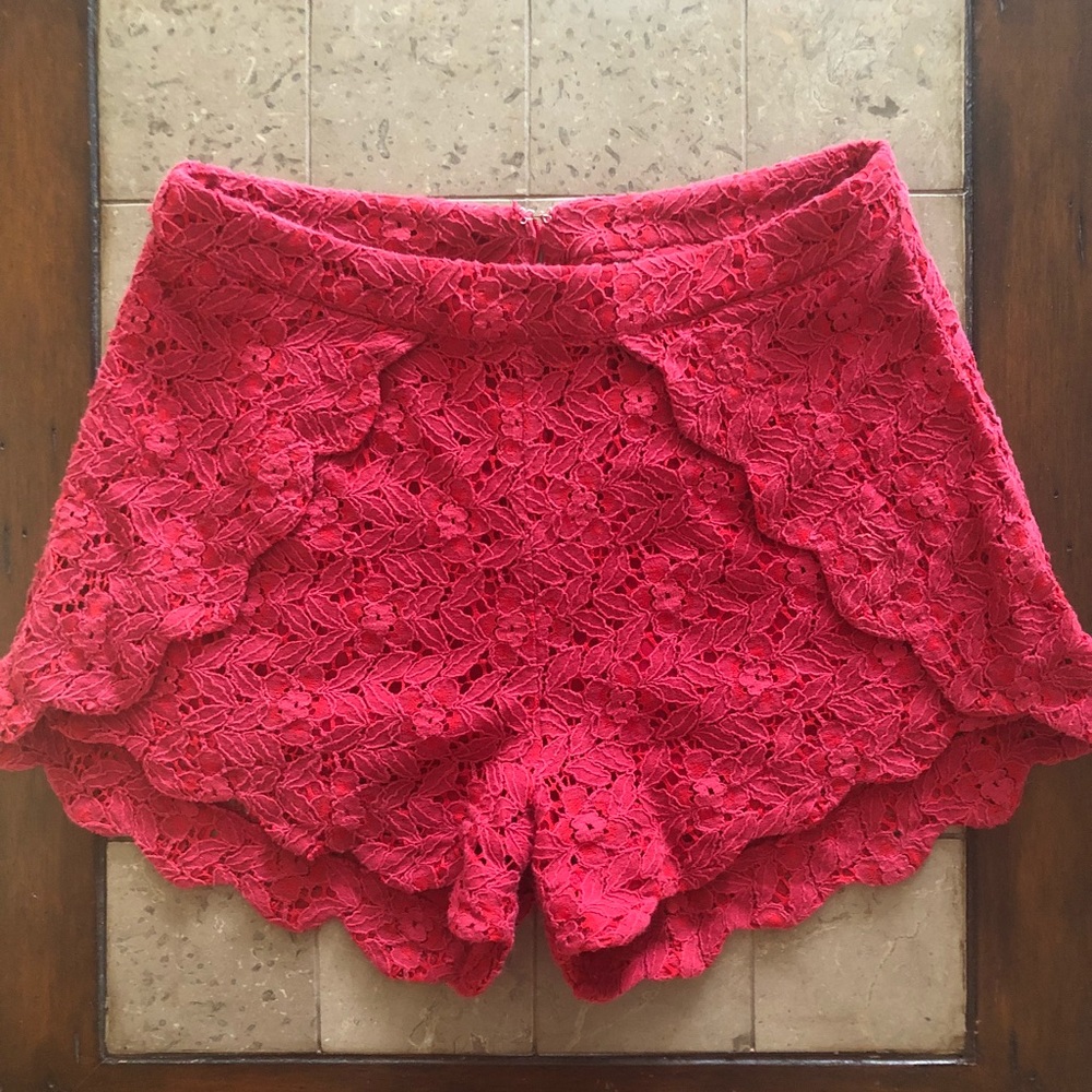 Red shorts with cute floral design